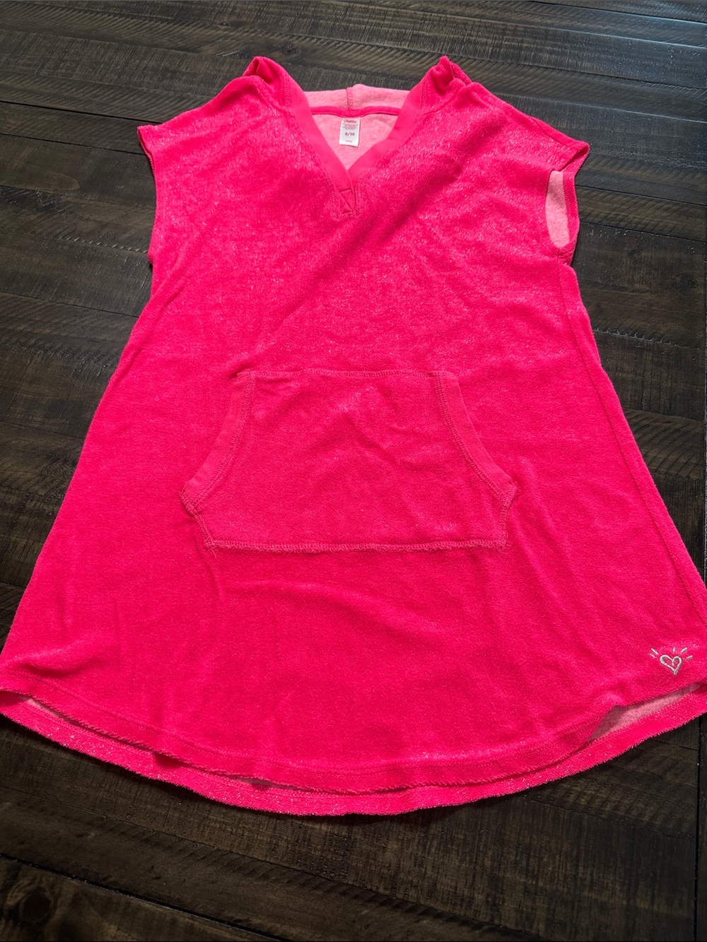 Justice Hot Pink Girls' Sleeveless Hoodie Swimsuit Cover-up